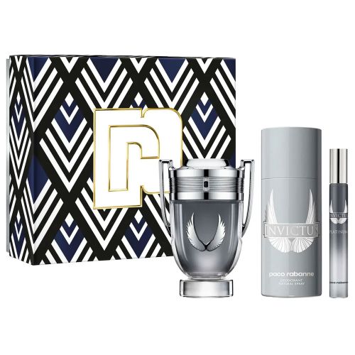 Paco Rabanne Invictus Platinum EDP 100ML + EDP 10ML + Deodorant Spray 150ML Gift Set For Men